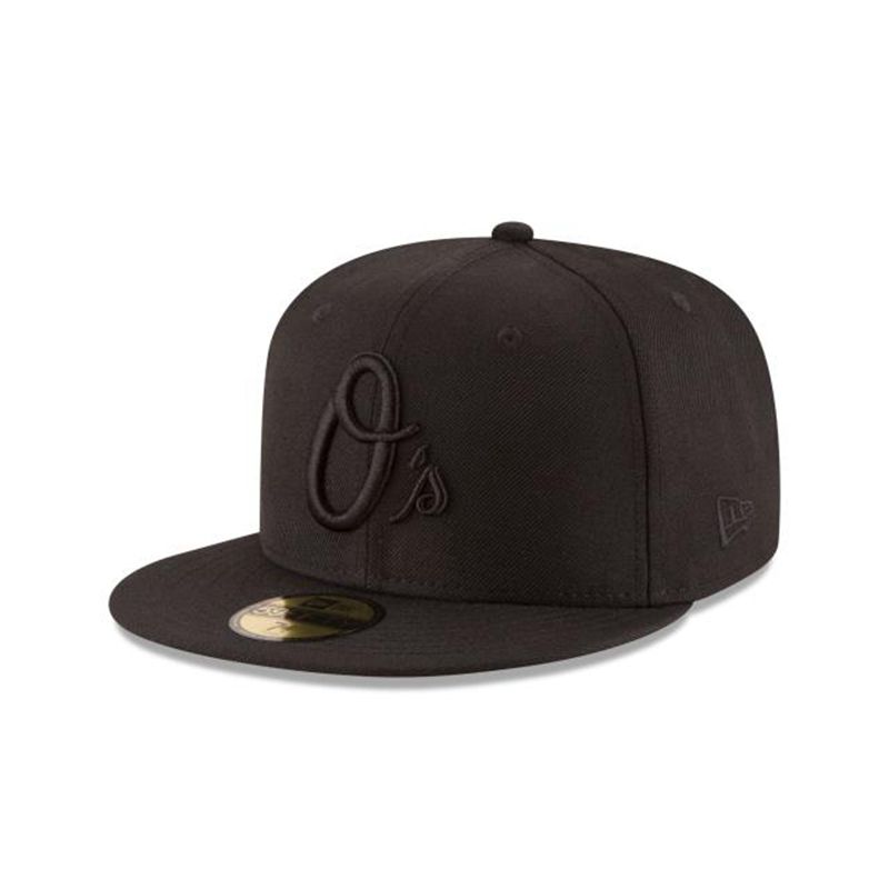 MLB Baltimore Orioles Black On Black 59Fifty Fitted (WKX3585) - Black New Era Caps